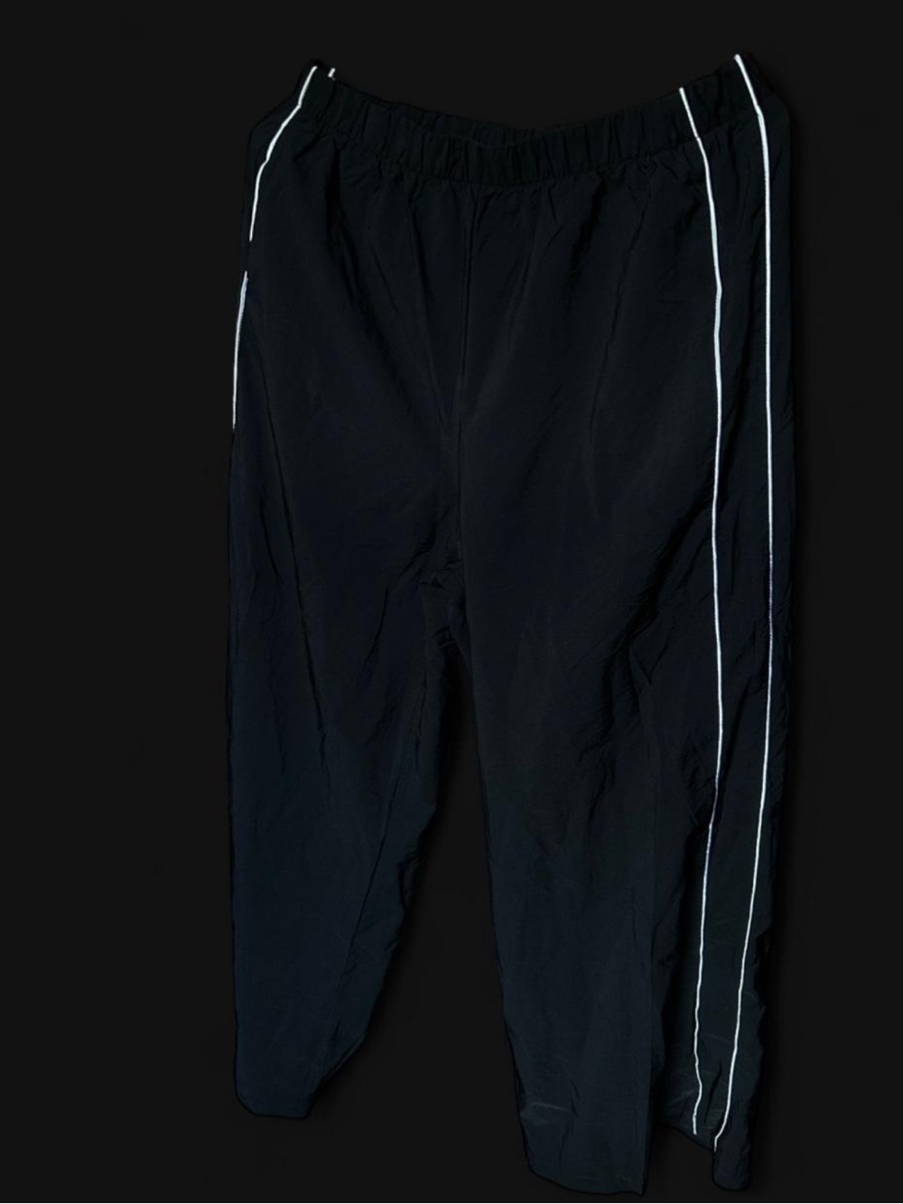 Men's Black Track Pants with White Side Piping